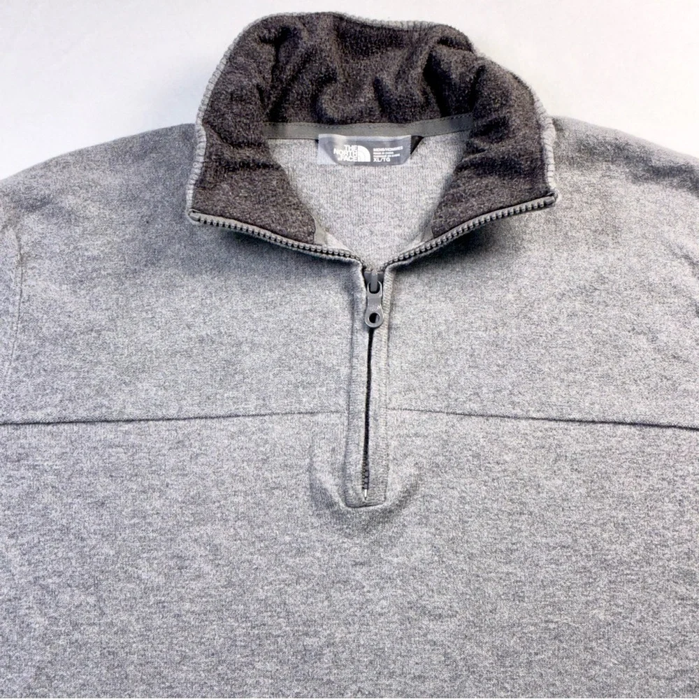 Mens The North Face 1/4 Quarter Zip Sweater XL Heather Gray Cotton Wool Knit